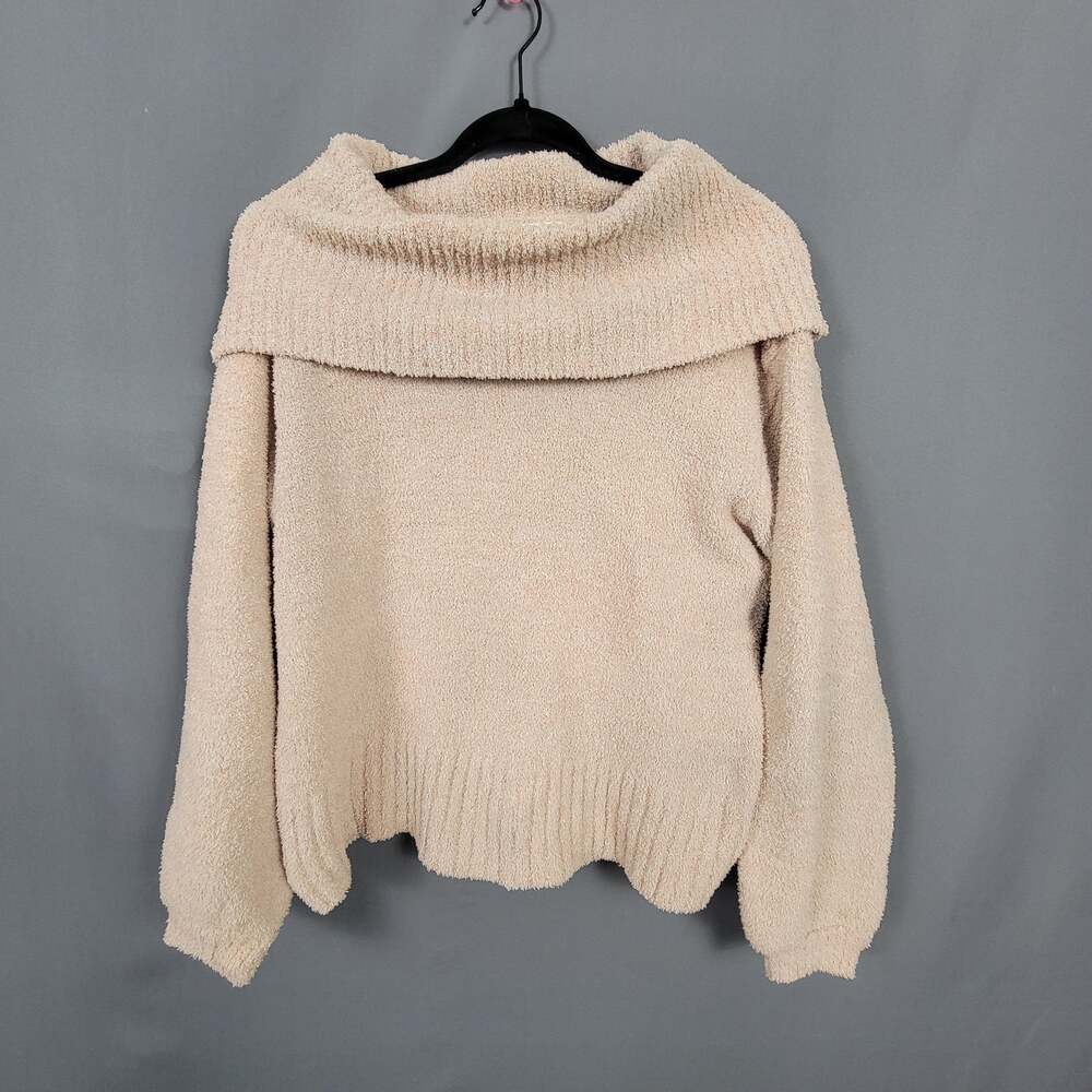 Jessica Simpson Blush Pink Cozy Knit Sweater Wide Neck Soft Pullover